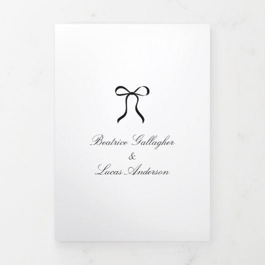 Simple Bow Classic Wedding 三つ折り招待状 (カバー)