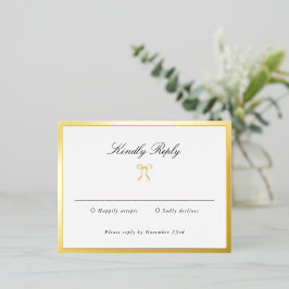 Simple Bow Classic Wedding Foil RSVP Card 箔招待状ポストカード