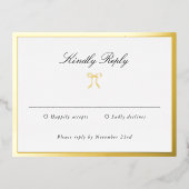 Simple Bow Classic Wedding Foil RSVP Card 箔招待状ポストカード (正面)