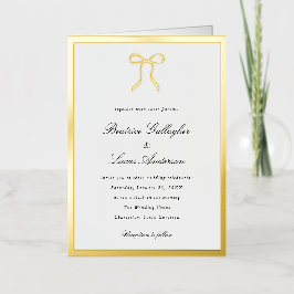 Simple Bow Classic Wedding Invitation 箔グリーティングカード