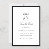 Simple Bow Classic Wedding Save the Date マグネット招待状 (正面)