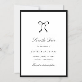 Simple Bow Classic Wedding Save the Date マグネット招待状