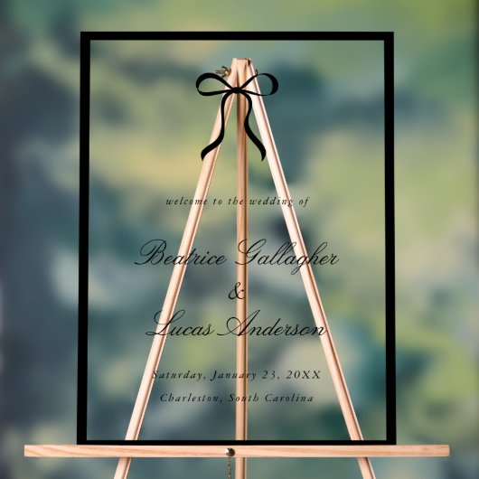 Simple Bow Classic Wedding Welcome Sign アクリルサイン (ニュートラル)