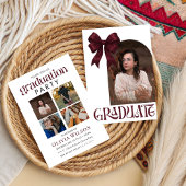 Simple  Bow Design Graduation with Photos 招待状