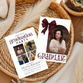 Simple  Bow Design Graduation with Photos 招待状