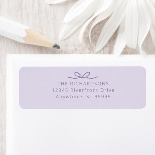 Simple Bow Lavender Purple Return Address Label ラベル (インサイチュ)