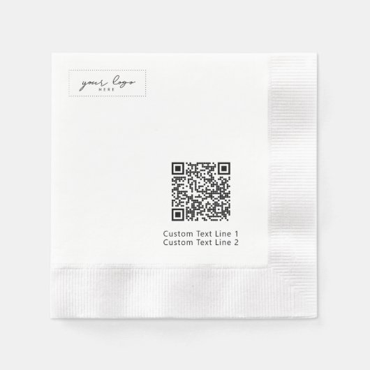 Simple Branded Business Logo QR Code Promotional 縁ありカクテルナプキン (正面)