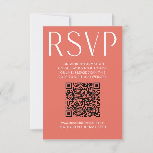 Simple Bright Pink Wedding RSVP Online QR Code  (正面)