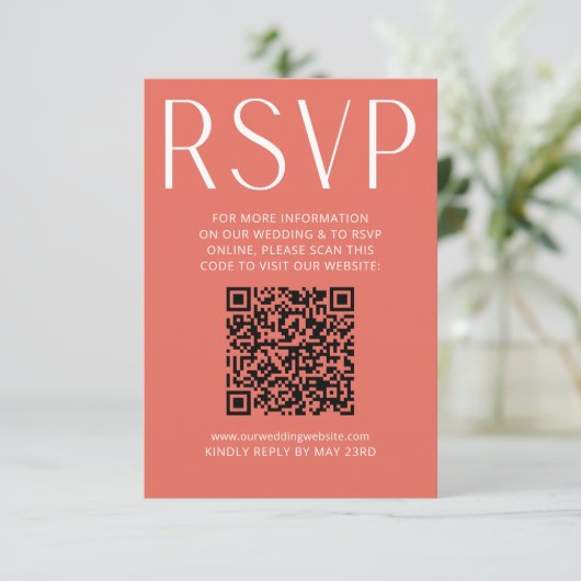 Simple Bright Pink Wedding RSVP Online QR Code (スタンド正面)