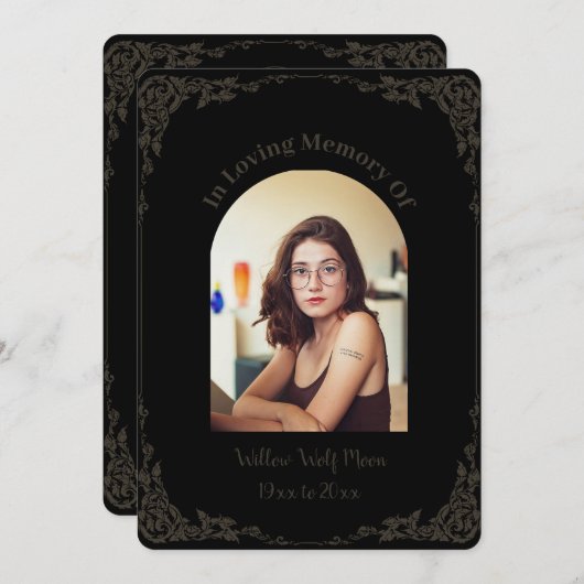 Simple Brown and Black Pagan Funeral  招待状 (正面/裏面)