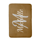 Simple brown Bold Typography & Name Monogram バスマット (正面縦)