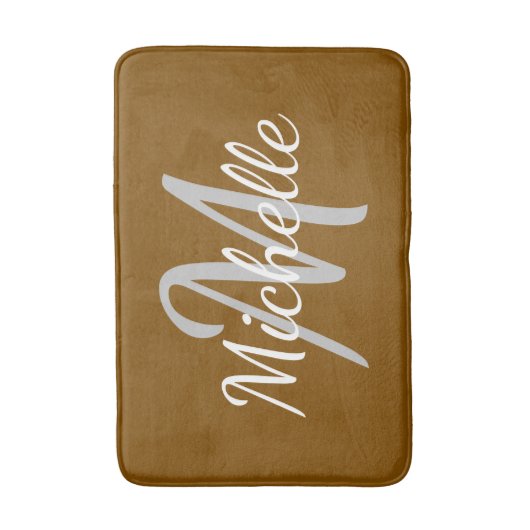 Simple brown Bold Typography & Name Monogram バスマット (正面縦)