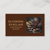 Simple Brown Chocolate Maker Cacao Photo Social QR 名刺 (正面)