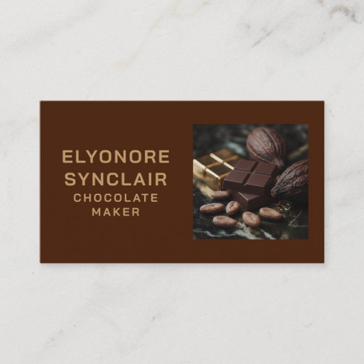 Simple Brown Chocolate Maker Photo Social QR Code  名刺 (正面)