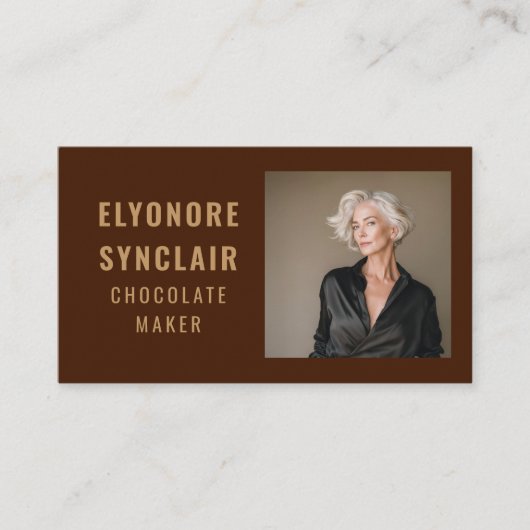 Simple Brown Chocolate Maker Photo Social QR Code 名刺 (正面)