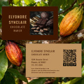 Simple Brown Chocolate Maker Photo Social QR Code  名刺