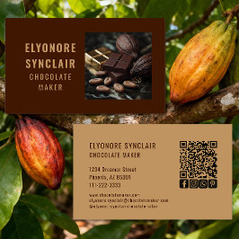 Simple Brown Chocolate Maker Photo Social QR Code  名刺