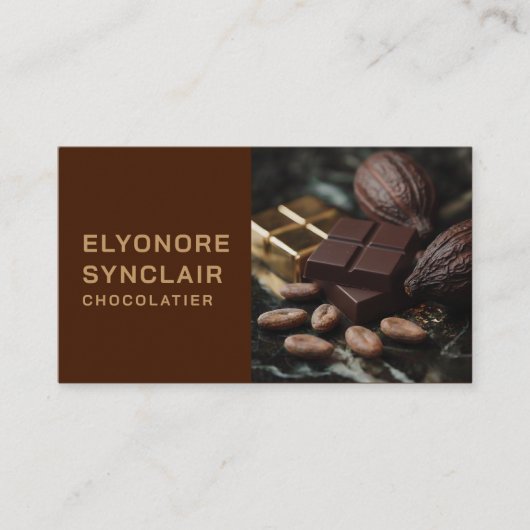 Simple Brown Chocolate Maker Photo Social QR Code  名刺 (正面)