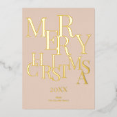 Simple Brown Elegant Minimalist Merry Christmas 箔シーズンカード (正面)