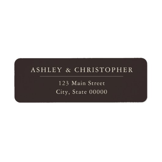 Simple Brown Elegant Wedding Return Address ラベル (正面)