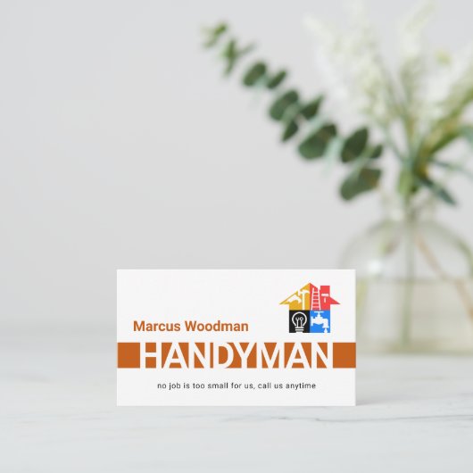 Simple Brown Handyman Striped Layer 名刺 (スタンド正面)