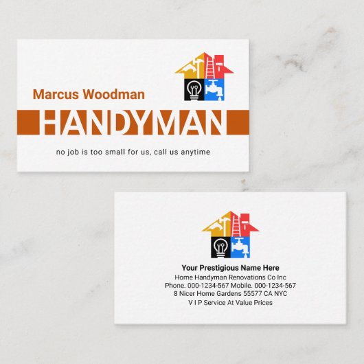 Simple Brown Handyman Striped Layer 名刺 (正面/裏面)