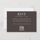 Simple Brown Modern QR Code Wedding 出欠カード (正面)