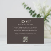 Simple Brown Modern QR Code Wedding 出欠カード (スタンド正面)