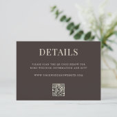 Simple Brown Modern QR Code Wedding Details エンクロージャーカード (スタンド正面)