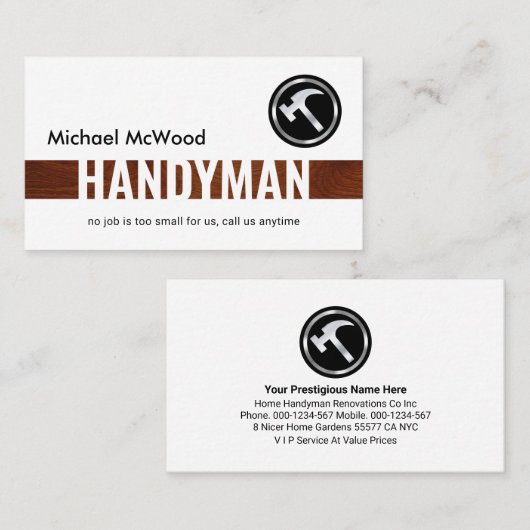Simple Brown Wood Handyman Layer 名刺 (正面/裏面)