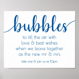 Simple Bubbles French Blue Party Event Station ポスター