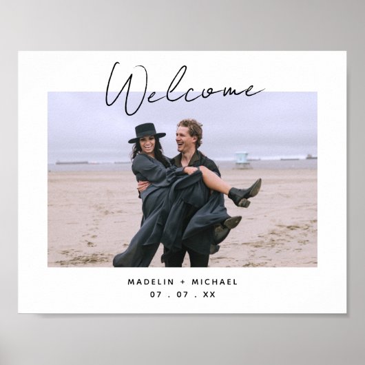 Simple Budget Wedding Reception Photo Welcome Sign ポスター (正面)