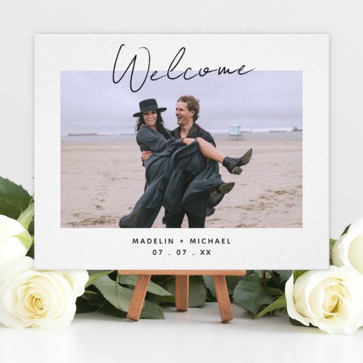 Simple Budget Wedding Reception Photo Welcome Sign ポスター