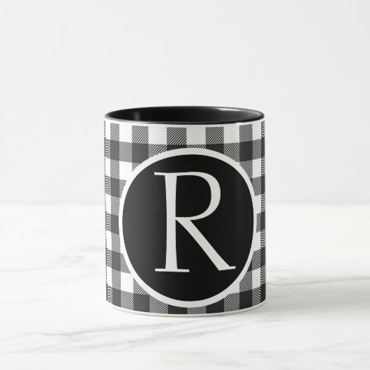 SImple buffalo plaid monogram Mug マグカップ (中央)