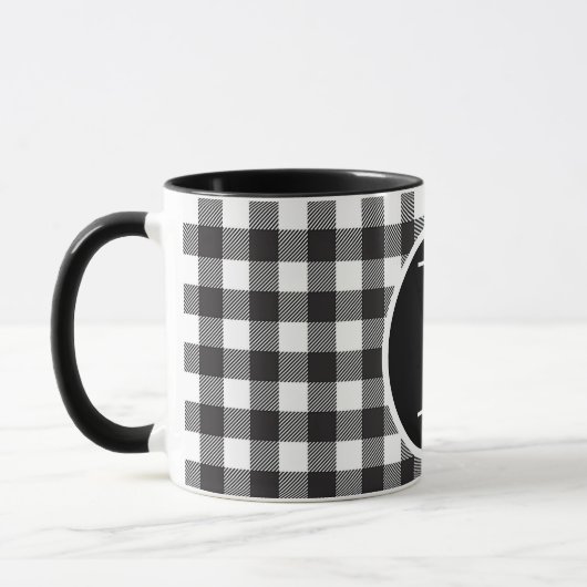 SImple buffalo plaid monogram Mug マグカップ (左)