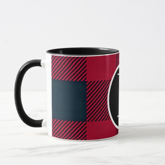 SImple buffalo plaid monogram Mug マグカップ (左)