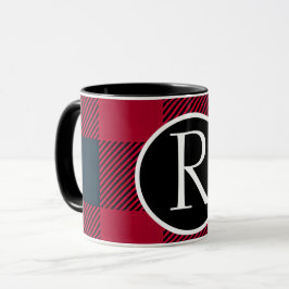 SImple buffalo plaid monogram Mug マグカップ