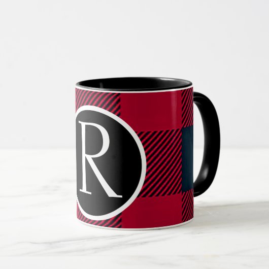 SImple buffalo plaid monogram Mug マグカップ (正面右)