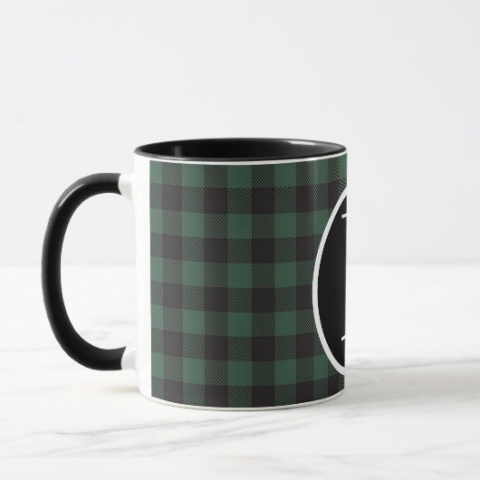 SImple buffalo plaid monogram Mug マグカップ (左)
