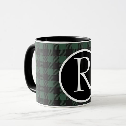 SImple buffalo plaid monogram Mug マグカップ (正面左)