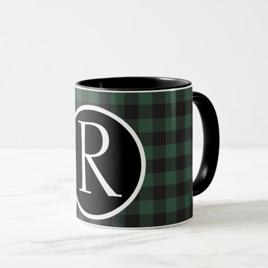 SImple buffalo plaid monogram Mug マグカップ (正面右)