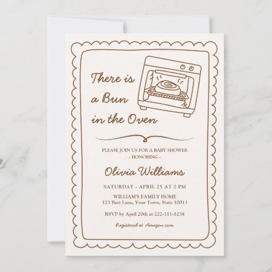 Simple Bun in the Oven Baby Shower Invitation 招待状 (正面)