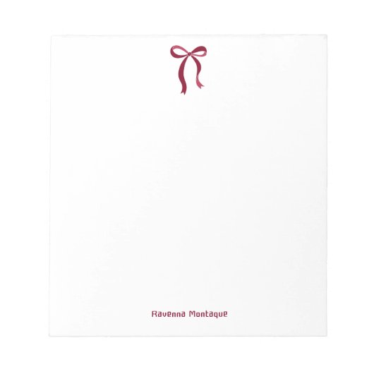 Simple Burgundy Bow Script Custom Name Script ノートパッド (正面)