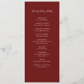 Simple Burgundy Elegant Script Wedding Ceremony プログラム (裏面)