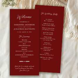 Simple Burgundy Elegant Script Wedding Ceremony プログラム