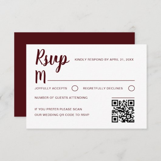 Simple Burgundy RSVP Wedding (正面/裏面)
