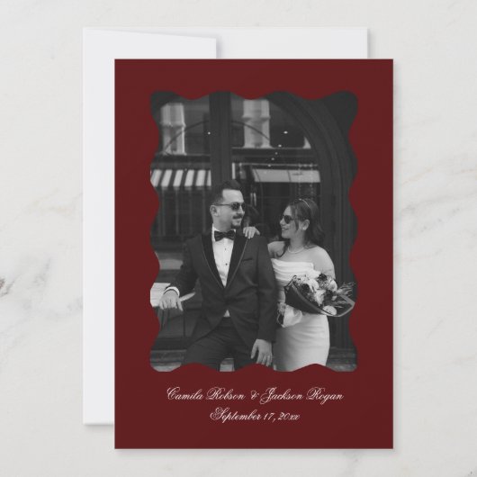 Simple Burgundy Wedding  招待状 (裏面)