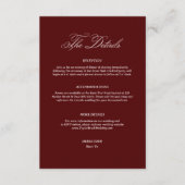 Simple Burgundy Wedding Details エンクロージャーカード (正面)