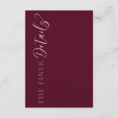 Simple Burgundy Wedding Details エンクロージャーカード (正面)