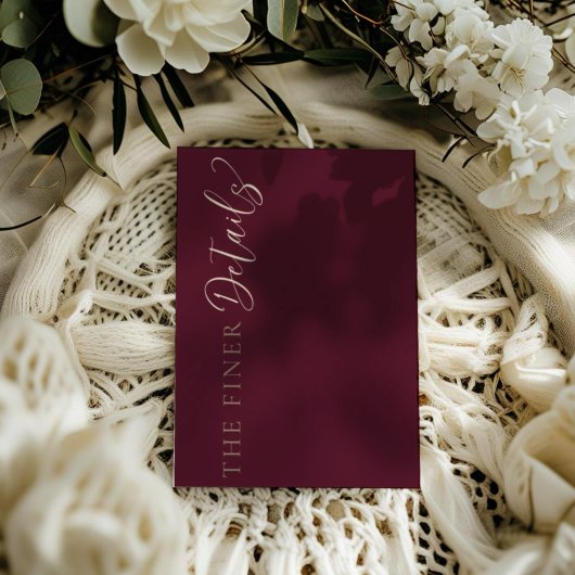 Simple Burgundy Wedding Details エンクロージャーカード